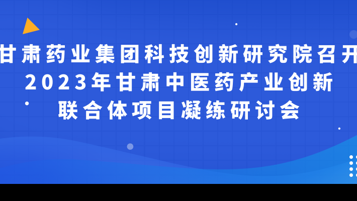 甘肅藥業(yè)集團(tuán)科技創(chuàng)新研究院召開2023年甘肅中醫(yī)藥產(chǎn)業(yè)創(chuàng)新聯(lián)合體項(xiàng)目凝練研討會